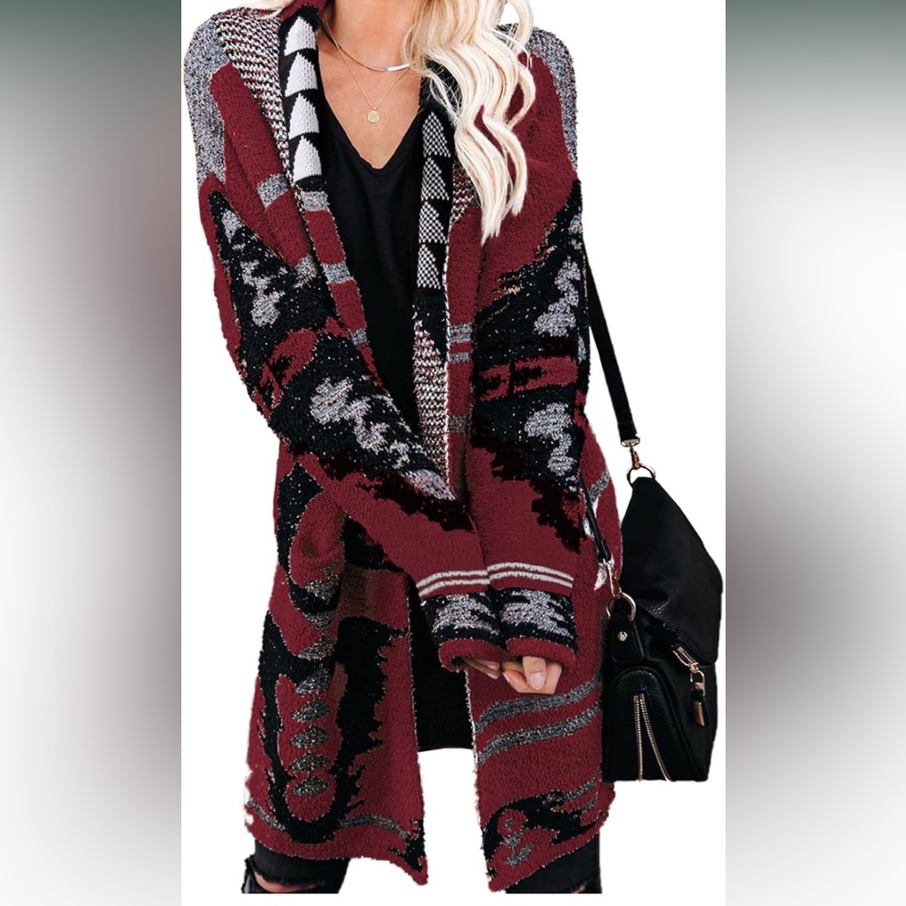 Astylish Women Long Sleeve Oversized Long Cardigan Knit Sweater with Pockets